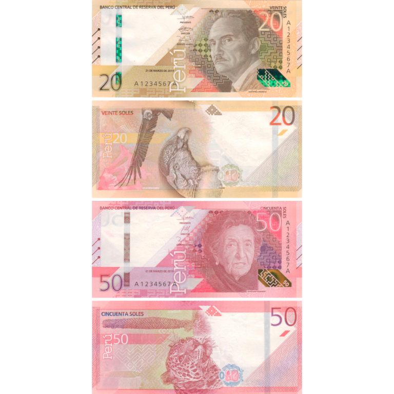 Nuevo Diseño: Billetes peruanos de 20 y 50 soles